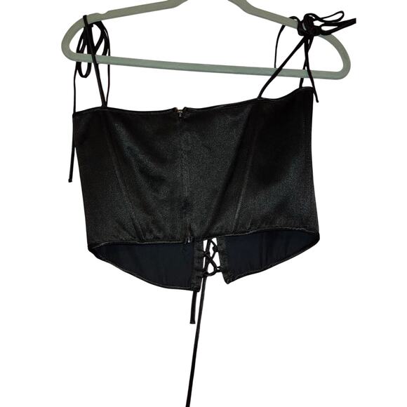 NWT Reserved Re.Design Lace-Up Satin Corset Top Black M/L - Picture 5 of 8